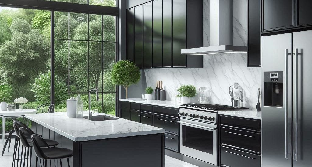 black appliances kitchen