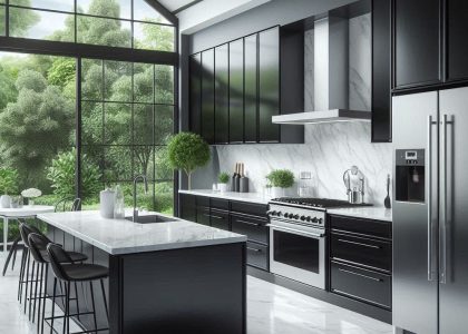 black appliances kitchen