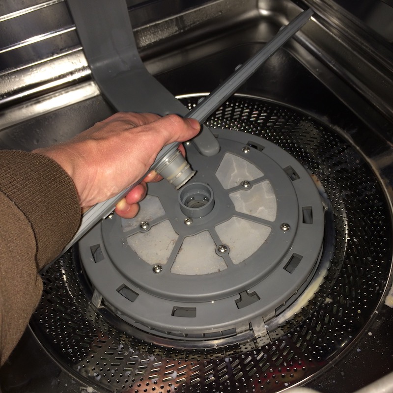 how to clean KitchenAid dishwasher filter?