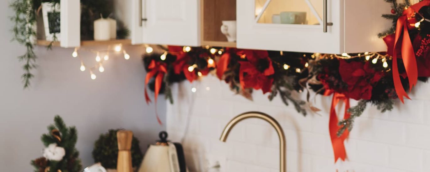 white and gold kitchen appliances for Christmas