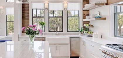 white kitchen with white appliances