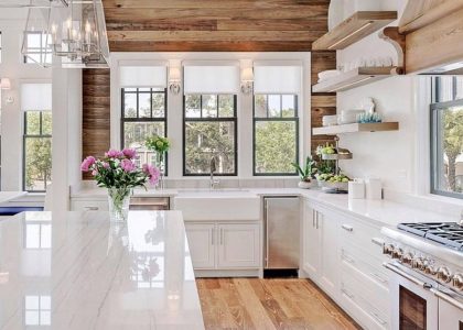 white kitchen with white appliances