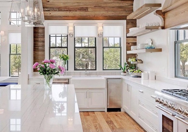 white kitchen with white appliances